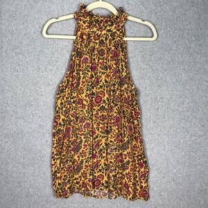 Cynthia Rowley Top Women Large Yellow‎ Blouse Tank Flowy Boho Western Cottage